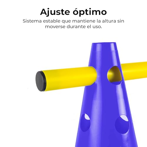CANNON Juego Set Vallas de Entrenamiento de coordinación de Altura Regulable, Circuito Agilidad de 15 Piezas, 10 Conos Azules 23cm y 5 Picas de 100cm. - imagen 4