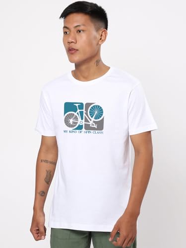 Image of Bewakoof Men's Graphic Print Regular Fit Half Sleeve Round Neck Pure Cotton T-Shirt