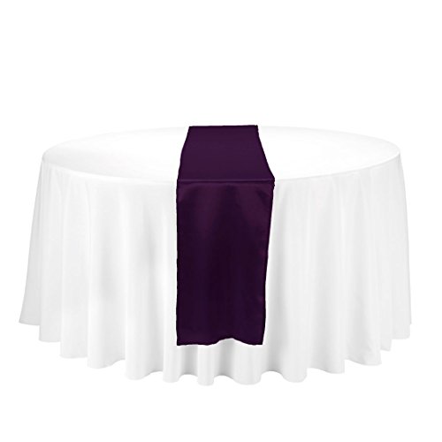 LinenTablecloth 14 x 108-Inch Satin Table Runner Eggplant