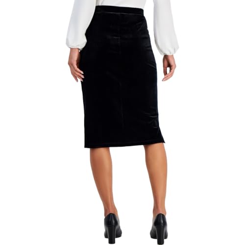 Kasper Women's Pull on Velour Midi Slim Skirt W/Side S2