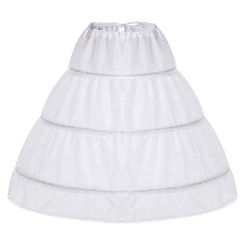 ranrann Mädchen Petticoat Halbe Slip Blumenmädchen Reifrock Unterrock für Hochzeit Brautkleid Blumenmädchenkleid Abendkleid Ballkleid Weiß One Size Cover