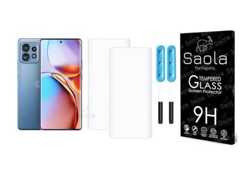 Image of Saola 2-Pack UV Curved Tempered Glass for Motorola Edge 40 Pro | 9H Hardness | Edge-to-Edge Full Screen | UV Light Installation | Scratch Resistant | Case Friendly Screen Protector. (6.67 Inches)