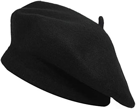 Wool Beret Hat Classic Solid Color French Beret for Women by ZLYC (Black)