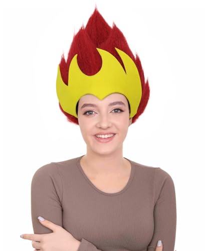 BC GOODS BY Fiery Red and Yellow Spiked Wig with