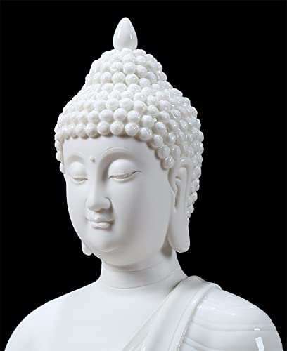 Houlu 12 Inch Ceramic Buddha Statues For Home Decor, Small Buddha Decoration Statue Indoor Outdoor - White #TOP1
