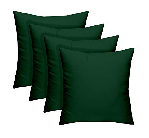 RSH DECOR: Square Throw Pillows Set of 4 | 17” x 17” | All-Weather Spun Fabric | Water and Fade-Resistant | Outdoor Accent Pillows for Patio Furniture | Hunter Green
