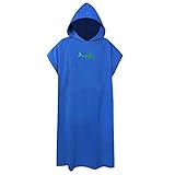 Poncho de Toalla con Capucha, Poncho de Surf Microfibra para Hombre y Mujer, Secado Rápido Poncho Cambiador Playa, Albornoz Natacion para Playa Surf Vacaciones Viajes, 110 x 88 cm, Azul Marino