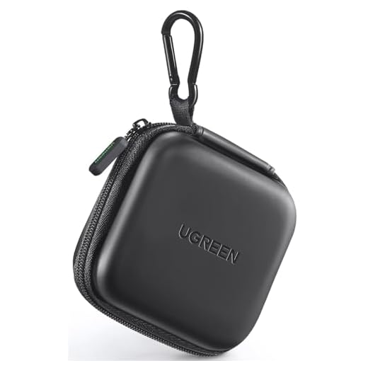 UGREEN Earbud Case, Waterproof Earphone Case Pouch Compatible with AirPods Pro Headphone Case Holder with Stainless Steel Carabiner, for Headphones, Earbuds, SD Memory Card, Camera Chips, Black