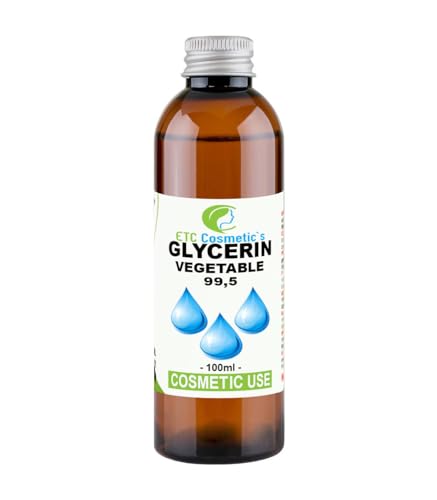 VEGETABLE GLYCERINE (GLYCEROL) LIQUID 99,5% - 100 ml - Pure & Natural, No GMO, Natural Humectant, Fragrance Free, For Cosmetic use