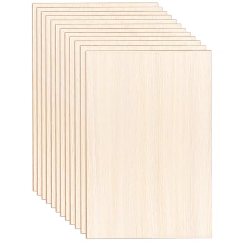 Binnan 12 Piezas Madera Contrachapada, 300 * 200 * 2.1mm Tablero Contrachapado de Tilo, Madera de Balsa Fina, Tablero Madera Para Carpintería de Bricolaje, Regalos, Decoraciones, Procesamiento Láser