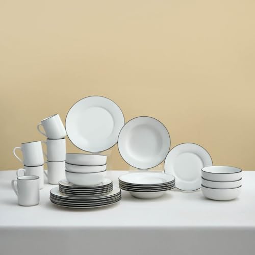 Karaca Emma - Vajilla de 30 piezas para 6 personas, diseño elegante y atemporal para un comedor elegante Karaca Emma - Vajilla de 30 piezas para 6 personas, diseño elegante y atemporal para un comedor elegante