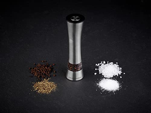 Cole & Mason Burford Electronic Salt and Pepper Mill, Adjustable Grind, One Touch Operation, Stainles Steel, 180mm - Image 2