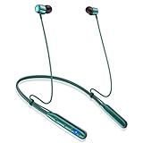 【2025新設計ネックバンド型・長さ調整・Bluetooth 5.3】 イヤホン ネックバンド型 40時間再生 首掛け ブルートゥース CVC8.0ノイズキャンセリング Type-C急速充電 スポーツ イヤフォン マグネット搭載 自動ペアリング ハンズフリー通話 軽量 音量調節 Siri対応 技適認証済 （グリーン）