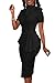 Church Dress for Women Fashion Peplum Bodycon Short Sleeve Work Dresses Bow Club Ruffle Pencil Formal Cocktail Dress Black XX-Large