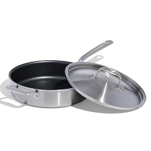 Made In Cookware – 3.5 Quart Non Stick Saute Pan With Lid – 5 Ply Stainless Clad – Professional Cookware – Crafted in Italy – Induction Compatible