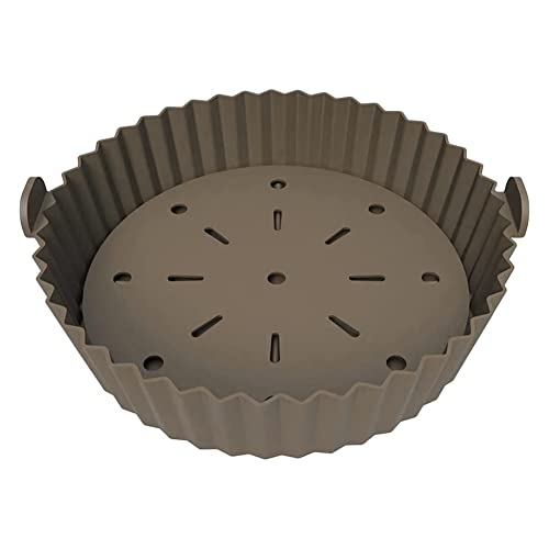 Diheohg Air Fryer Liner, 10 ollas reutilizables de silicona Air Fryer, diseño de filtro de aceite antiadherente, 22 cm para Air Fryer Brown