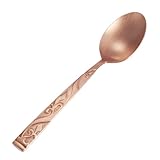 Wollet 99.9% Pure Copper Spoon Wave Design, Soup Spoon, Dinner Spoon, Copper Tableware (Length：7.08 inches, width：1.5inches)