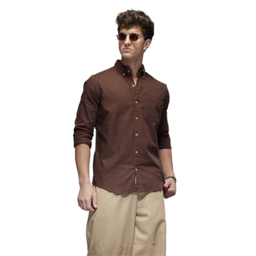 Image of WROGN Men's Pure Cotton Shirt | Solid | Slim Fit