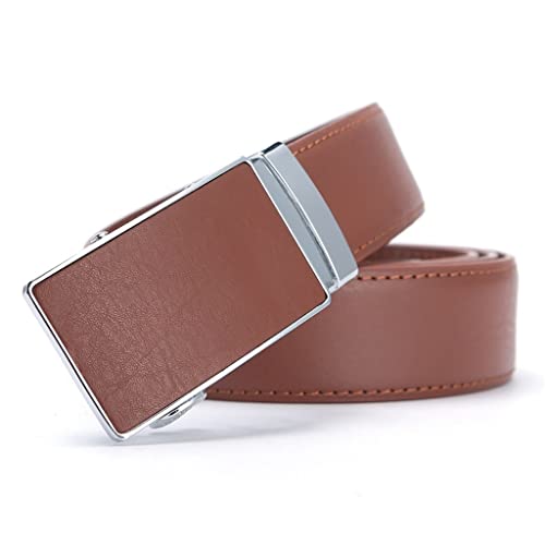 Cinturón de cuero con hebilla automática de trinquete de cuero para hombres para hombres Cinturón de vestir de cuero genuino Cinturones de hebilla deslizante automáticos sin agujeros (Color : A, Size