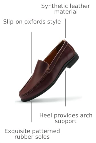 Image of Men's Loafers Casual Leather Slip-On Oxfords Driving Shoes Dress Soft Comfortable & Light-Weight Black