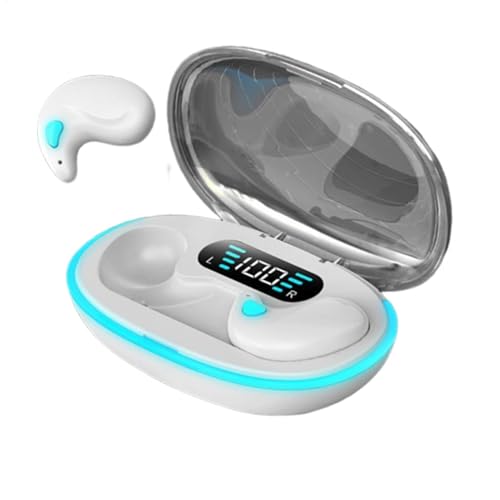 Bone Conduction Headphones, Open Ear Sound System, Cheekbone Audio Headphone, Noise Cancellation Technology, Rechargeable, 11.5cm, Black/White, for Smartphone, Tablets, Walking, Running, Workout