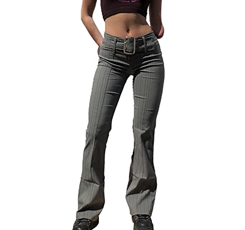 Women Y2k Bootcut Pants Vintage Low Rise Flare Pants Bell Bottom Trousers Streetwear Egirl Fashionï¼Army Greenï¼Mï¼