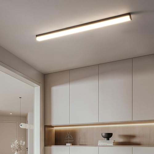 Plafonnier LED longue bande au design géométrique noir pour chambre