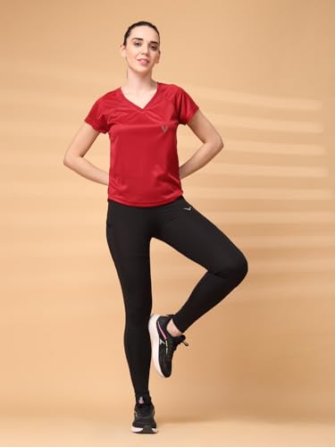 Image of UZARUS Women's V-Neck Sports T-Shirt | Pack of 2 | Gym, Yoga & Activewear Top
