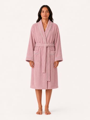 Image of RANGOLI Sunshine 100% Cotton Bathrobes For Women, 500 GSM Free Size Bath Robe With Rope,Ultra-soft, Lightweight & Highly Absorbent Luxurious Bath Gown /Bath Robe