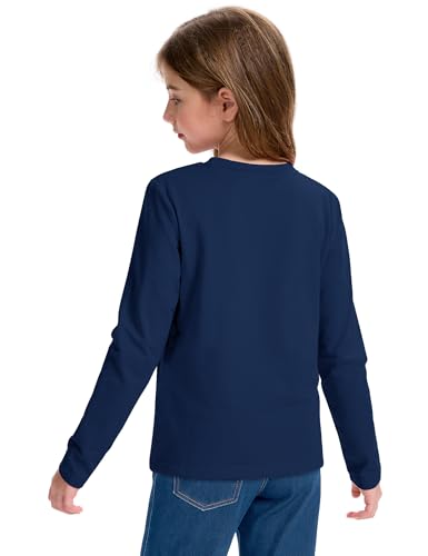 Image of KEREDA Girls Long Sleeve Shirts Soft Cotton T-Shirts Crewneck Basic Tees for Kids and Teen Girls Tops Clothes