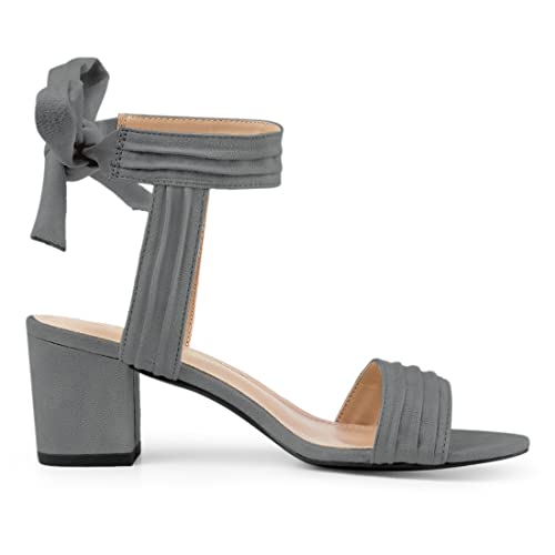 Image of Allegra K Women's Open Toe Ankle Tie Back Block Heels Sandals