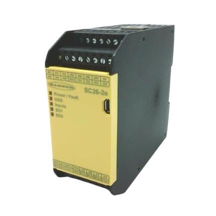 SC26-2E (85067), 140 MA, 2 Pairs of PNP Safety OUTPUTS (.5 AMP Each), 24 VDC, 26 Input, 8 Convertible INPUTS, ETHERNET, NO DIPALY, Non Expandable, Removable Screw TERMINALS, Safety
