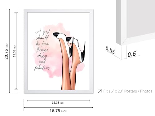 Image of Poster Master Classy And Fabulous Poster - Fashion Print - Positive Quote Art - Trendy Art - Modern Art - Gift for Women & Fashionista - Wall Decor for Bedroom or Girl's Room, 16x20 White Framed