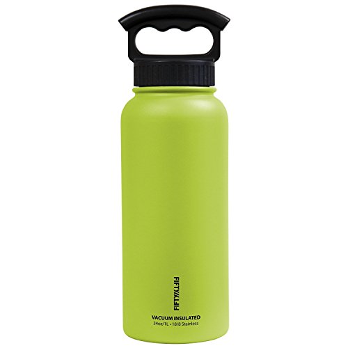 Fifty/Fifty 34oz - Lime Green Bottle-3 Finger Grip Cap, V34001LM0-A