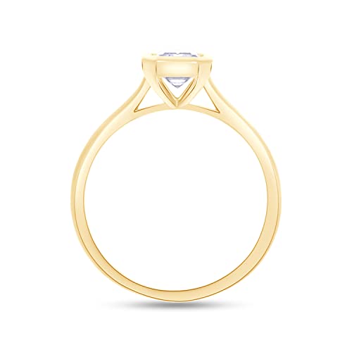 5X7MM Emerald Lab Created Moissanite & Lab Grown Diamond Solitaire Engagement Ring for Women in 14k Gold Plated 925 Sterling Silver, Gift For Her3