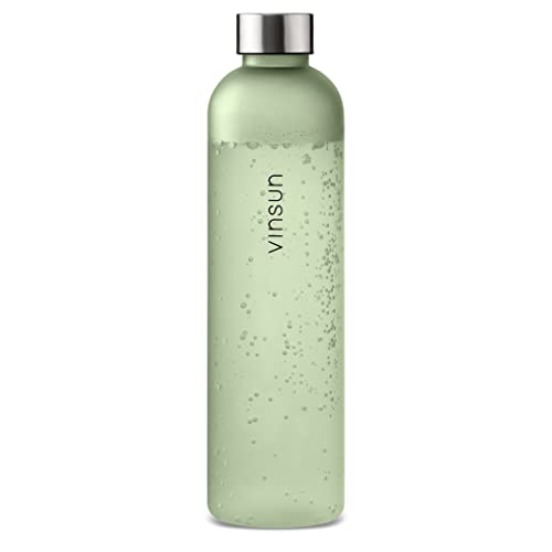 VINSUN Botella Agua 1 Litro - sin BPA, Tritan, Reutilizable, Antigoteo - Cantimplora Deporte Ligera para Gimnasio, Colegio, Bicicleta, Oficina, Senderismo