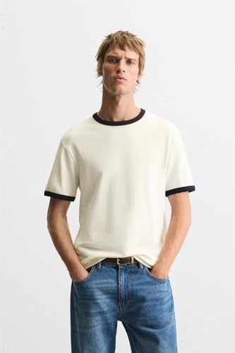 Image of Alan Jones Clothing Men's Regular Fit Stretch Cotton T-Shirt | Round Neck Short Sleeve Contrast Trim Tee | Casual Crew Neck T-Shirt for Men