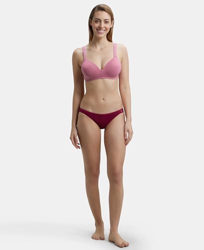 Image of Jockey FE57 Lounge Bra | Wirefree | Padded | Full Coverage | Broad Fabric Strap with Included Bra Pouch | Super Combed Cotton Fabric