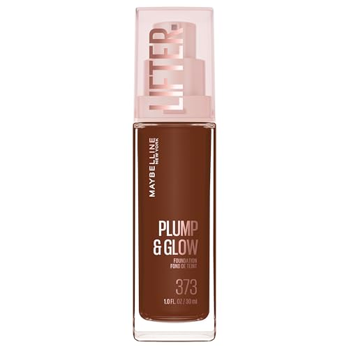 Image of Maybelline Lifter Plump & Glow Foundation, Liquid Foundation with 2% Niacinamide + Hyaluronic Acid, Plumping and Brightening Face Makeup, 373, 1 Count