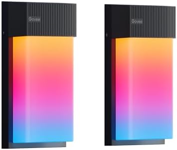 Govee Aplique Pared Exterior RGBIC, 1500LM Smart Aplique Pared con 45 Modos de Escena, IP65 Impermeable, Efectos de Iluminación DIY, Funciona con Alex...