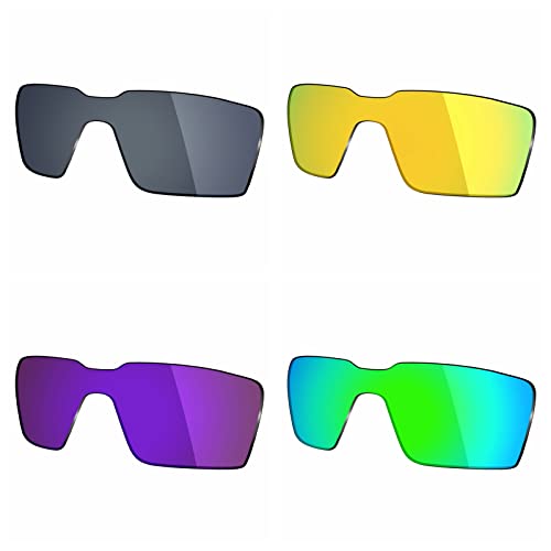 Mryok 4 Pair Polarized Replacement Lenses for Oakley Probation Sunglass - Black IR/24K Gold/Plasma Purple/Emerald Green