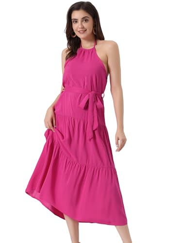 Allegra K Mujer Vestido Casual Sin Mangas Una Línea De Verano Suelto de Color Sólido Rosa Caliente...