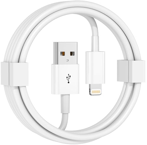 Image of HANYCONY Super-Fast /Rapid Charging /USB Cable for iPhone 14,14 pro max,13,Plus,SE 2nd /12 /11 /Xs /XR,Car Charging Cable (White, 3.3 ft)