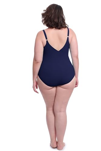 Profile by Gottex Womens Plus Size V-Neck One Piece Swimsuit with Asymmetrical Ruffle Surplice, Soft Cups,Tummy Control3