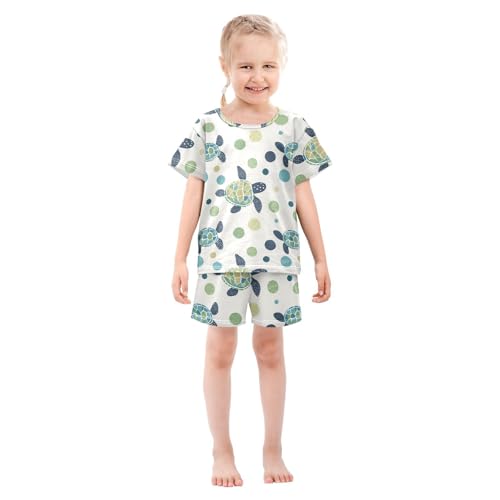 ALAZA Turtles Polka Dots Pajama Set Short Sleeve Sleepwear Soft Lounge Nightwear3