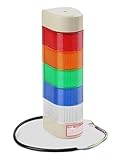1pcs Wall Mounted Stack Light 1 2 3 4 5 Layer Industrial Signal Tower Lamp 12V 24V Steady Flashing Alarm Caution Light(5Layer with Buzzer_110V)