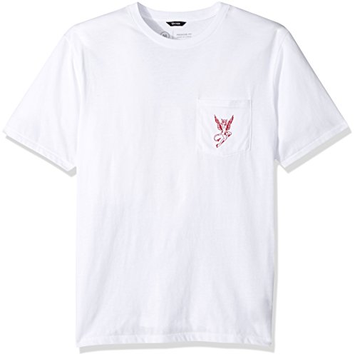Brixton Men's Temptress Short Sleeve Premium Fit Pocket Tee, White, XS