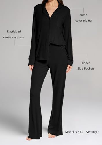 Womens Pajama Sets 2 Piece Button Down Long Sleeve Soft Knitted Sleepwear Pjs Lounge Sets Nightwear3