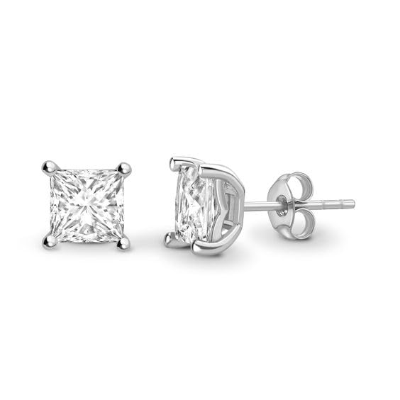 Trillium Jewels Silver Solitaire Earrings | 92.5 Purity Sterling Silver | Square Princess Brilliant Cubic Zirconia Studs In Prong Setting For Elegant Look | For Women, Girls, Men And Boys SP003 (3 mm) (B0D2DDR3R6) Amazon Price History, Amazon Price Tracker