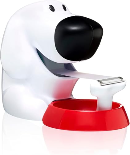 Scotch Dispensador para Cinta Adhesiva con Forma de Perro - Para Cinta de hasta 19mm de Ancho y 33m de Largo - Dispensador Rellenable para la Escuela, el Hogar y la Oficina - Color Blanco